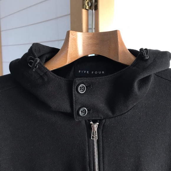 Five Four Sz L Shacket zip front "Caulfield Jacket" black hooded jacket - Picture 6 of 8
